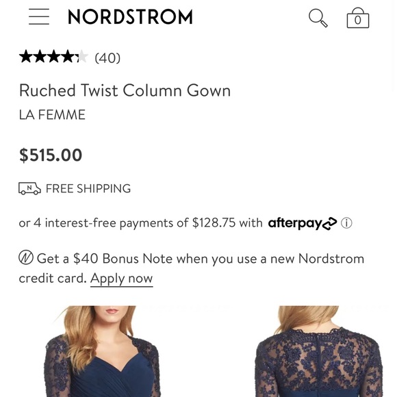 La Femme Ruched Navy Twist Column Gown - Women's Size 14 - Mother of the bride - Picture 14 of 14